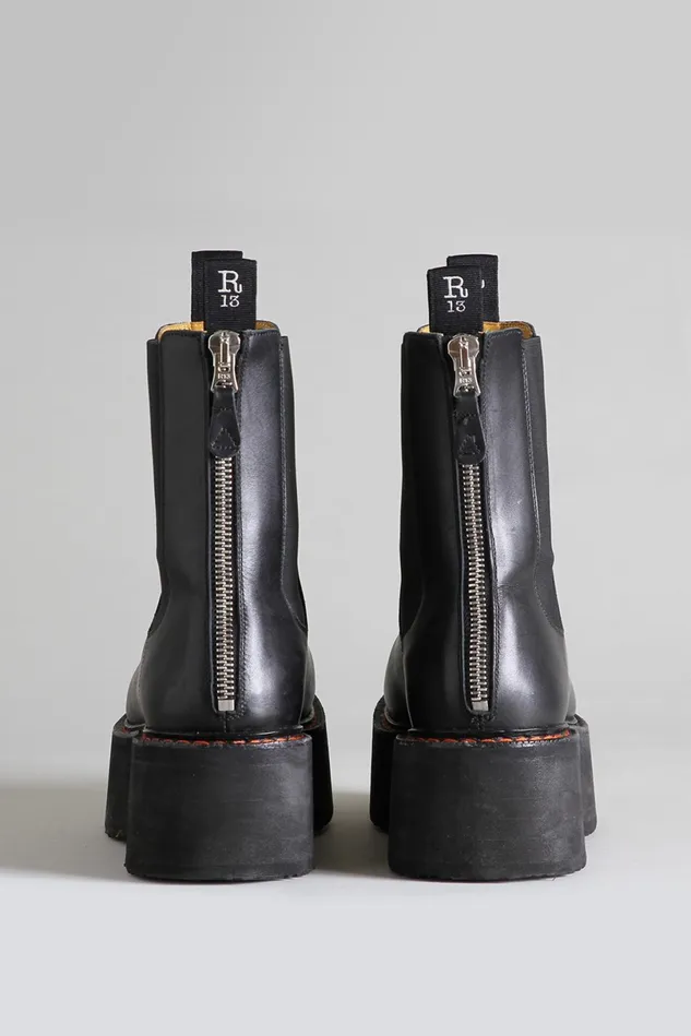 R13 Boots Women Double Stack Chelsea Boot 8211 Black