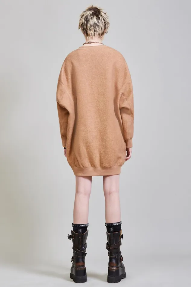 R13 Dresses Women Grunge Sweatshirt Dress 8211 Camel
