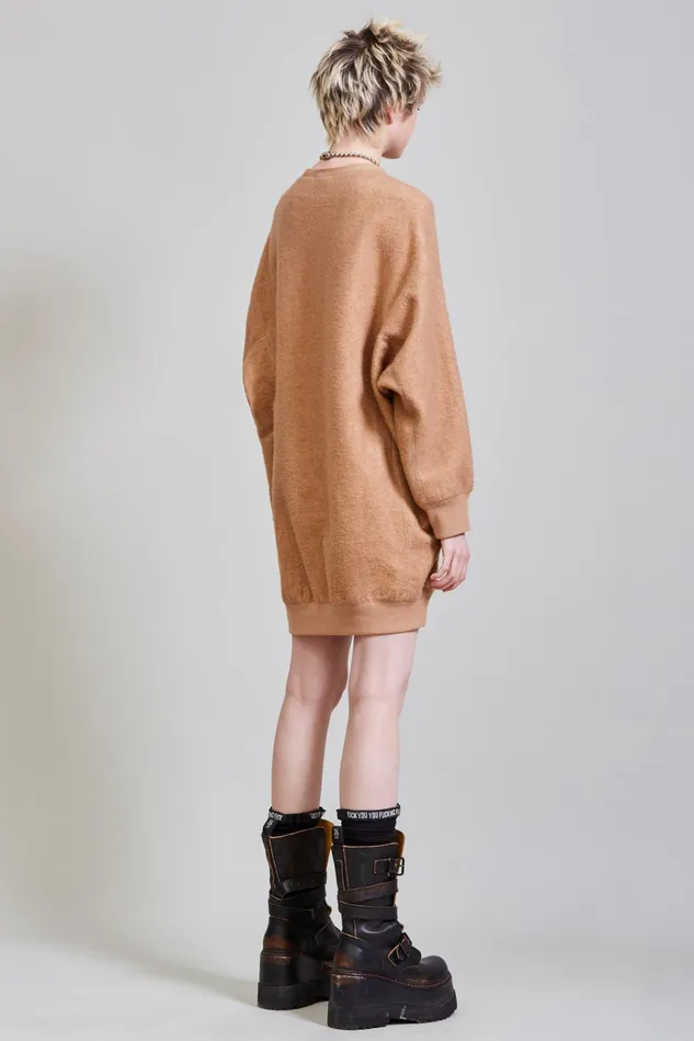 R13 Dresses Women Grunge Sweatshirt Dress 8211 Camel