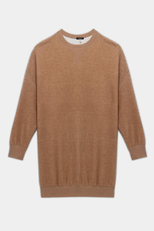 R13 Dresses Women Grunge Sweatshirt Dress 8211 Camel