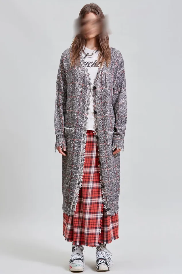 R13 Sweaters Women Long Cardigan 8211 Printed Tweed