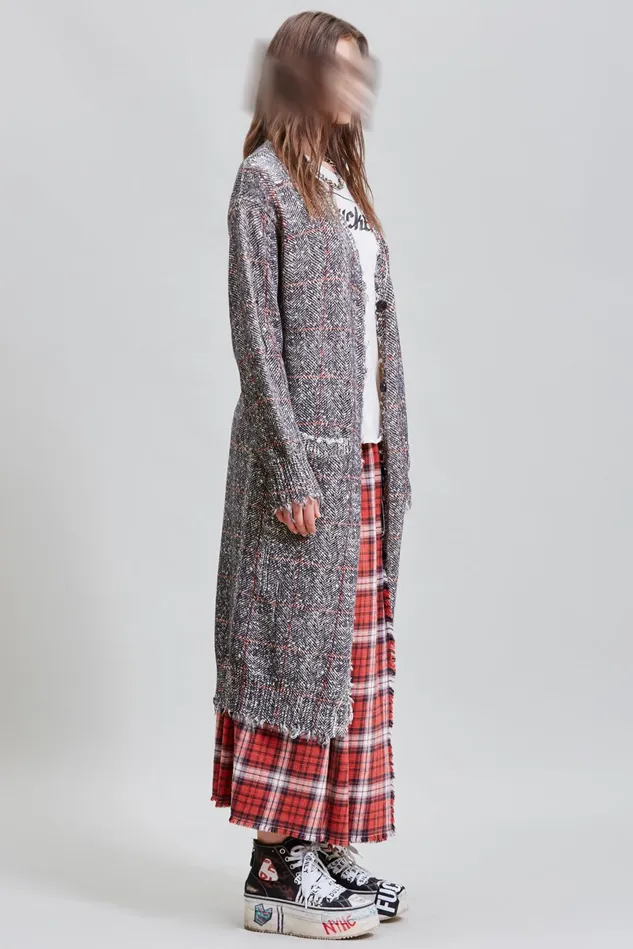 R13 Sweaters Women Long Cardigan 8211 Printed Tweed