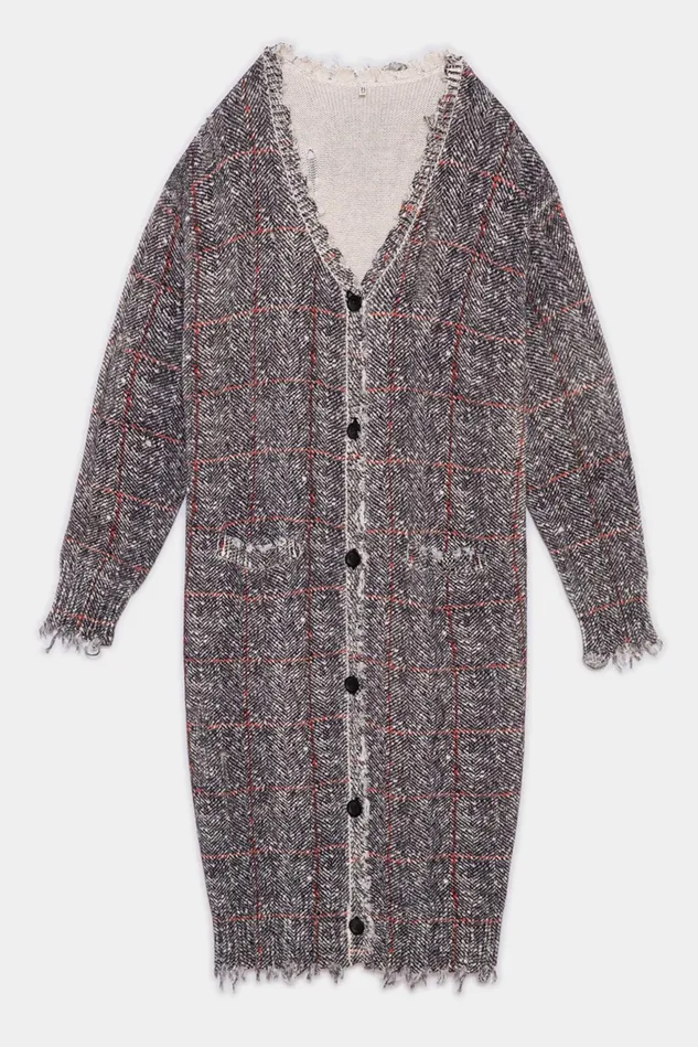 R13 Sweaters Women Long Cardigan 8211 Printed Tweed
