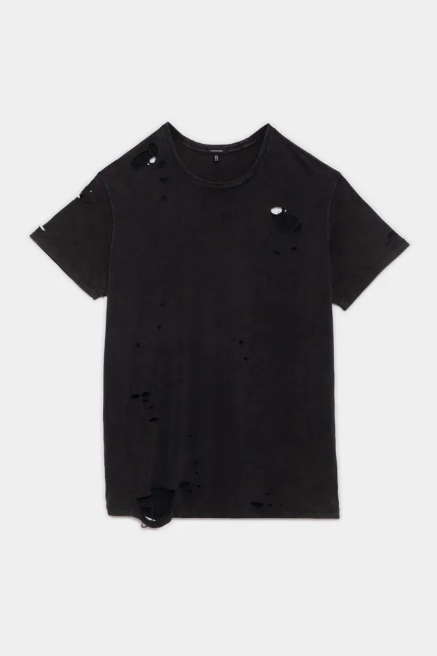 R13 TShirts Women Destroyed Boy TShirt 8211 Acid Black