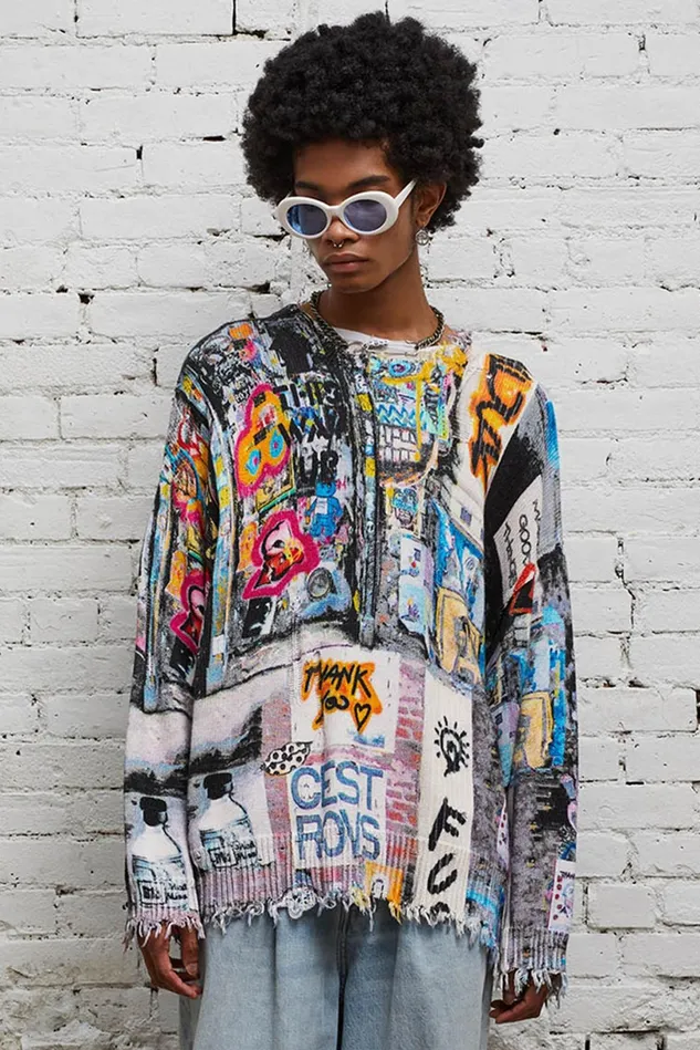 R13 Tops And Knitwear Men Oversized Sweater 8211 Graffiti