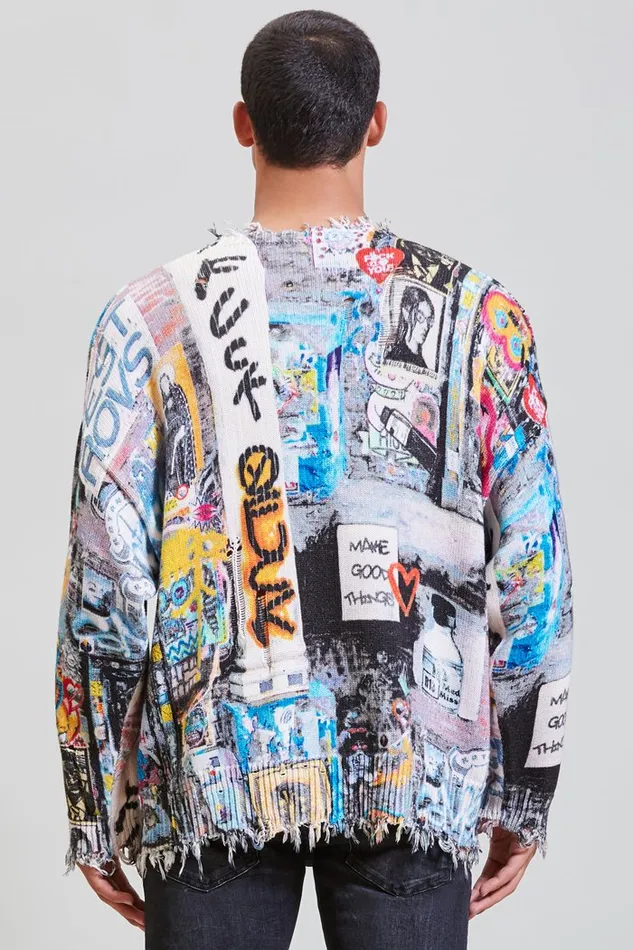 R13 Tops And Knitwear Men Oversized Sweater 8211 Graffiti