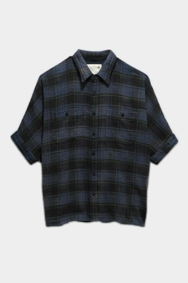 R13 Tops Women Plaid Oversized Boxy Shirt 8211 Navy Plaid