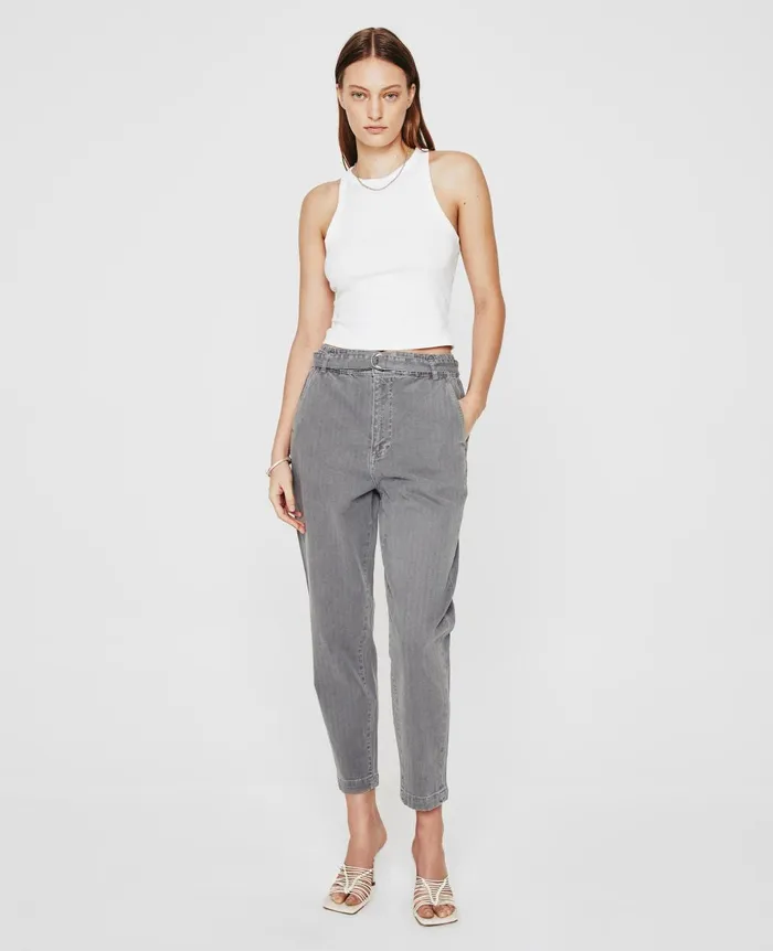 Renn Paperbag Trouser Sulfur Smooth Slate Women AG Jeans Pants