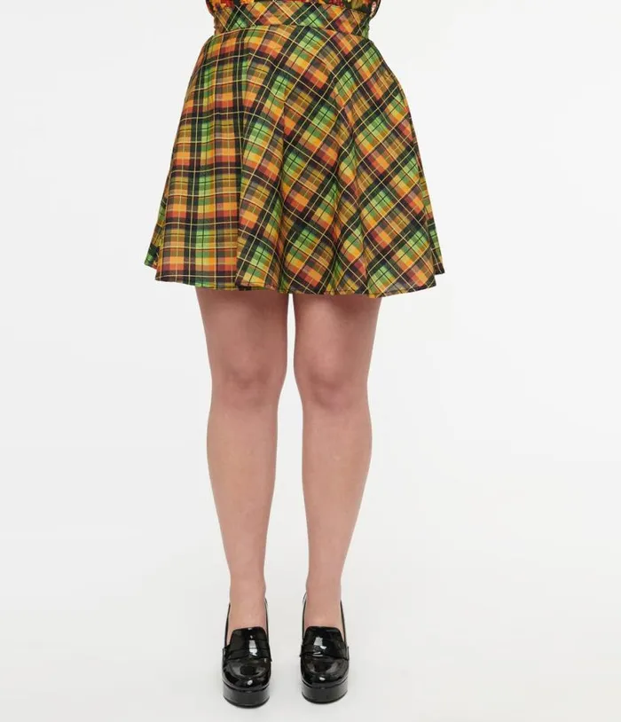 Retrolicious 1950s Autumn Tartan Skater Skirt Clothing Unique Vintage Skirts