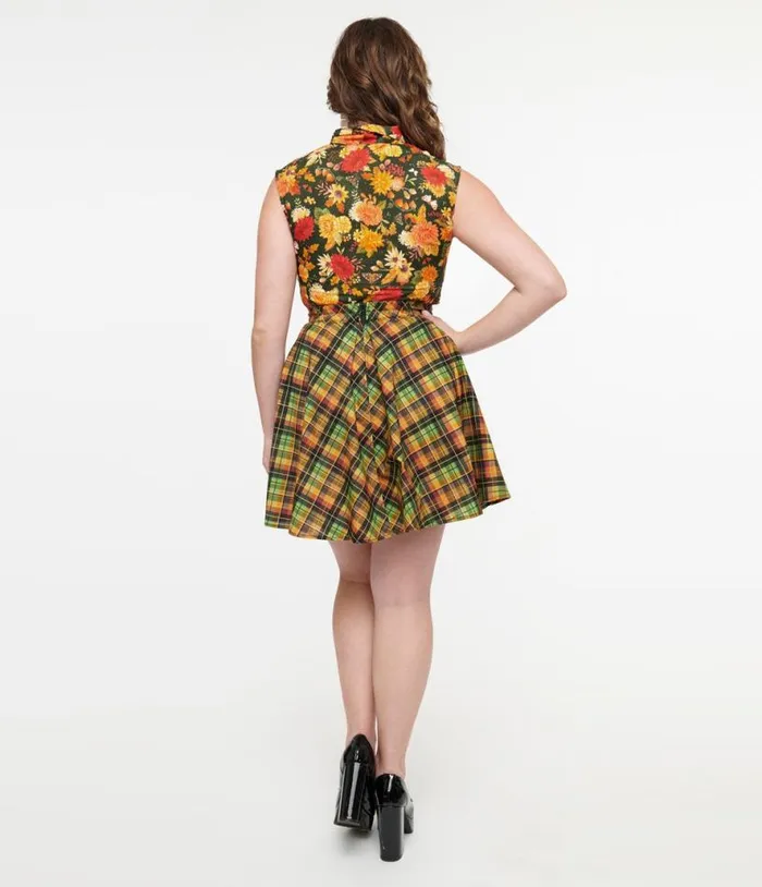 Retrolicious 1950s Autumn Tartan Skater Skirt Clothing Unique Vintage Skirts