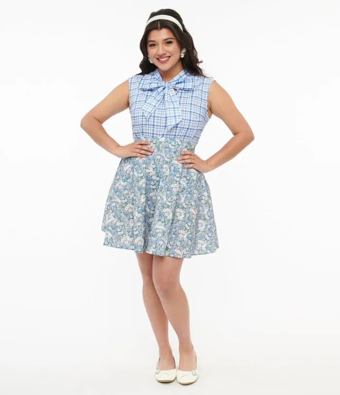 Retrolicious 1950s Blue and White Bunny Print Cotton Skater Skirt DressesClothing Unique Vintage Skirts Retrolicious 1950s Blue and White Bunny Print Cotton Skater Skirt DressesClothing Unique Vintage Skirts