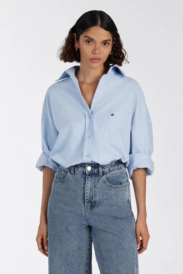 RHEA BLUE COTTON SHIRT Women DISSH Long Sleeved