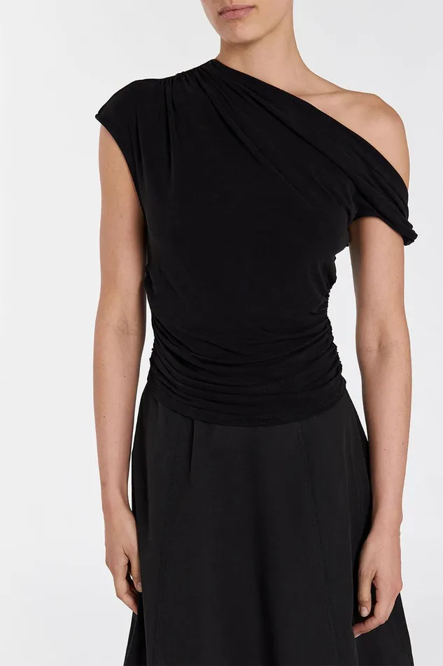 RIO WASHED BLACK DRAPED TWIST TOP Women DISSH Knitted