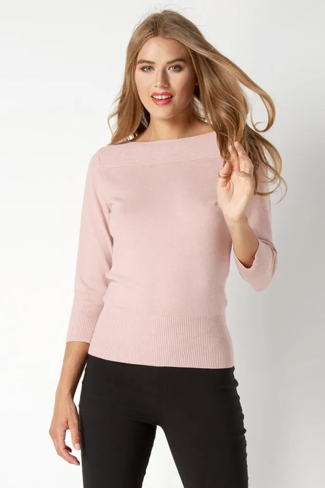 Rose Slash Neck Jumper Women Roman Knitwear