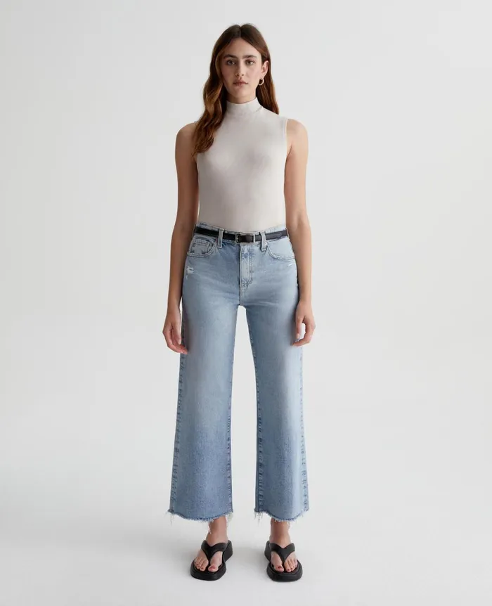 Saige Wide Leg Crop Windswept Women AG Jeans Denim