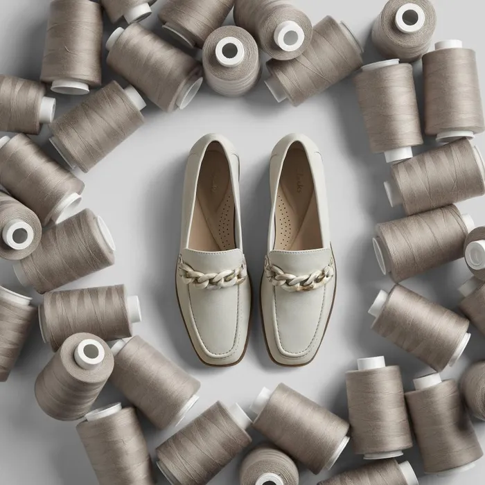 Sarafyna Iris White Leather Women Clarks SlipOns