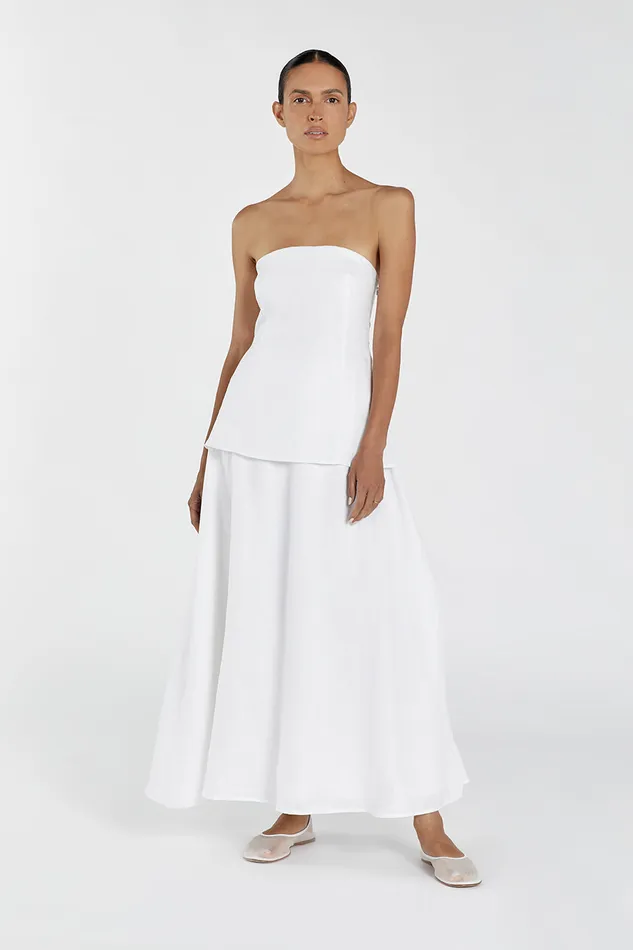 SASKIA WHITE LINEN STRAPLESS DRESS Women DISSH Event Dresses