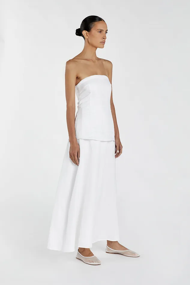 SASKIA WHITE LINEN STRAPLESS DRESS Women DISSH Event Dresses