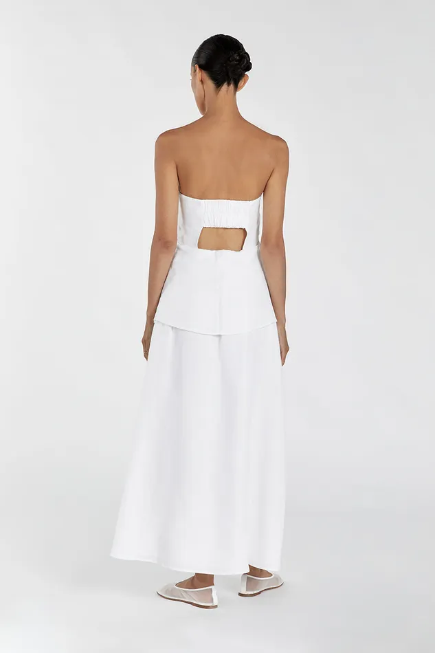 SASKIA WHITE LINEN STRAPLESS DRESS Women DISSH Event Dresses