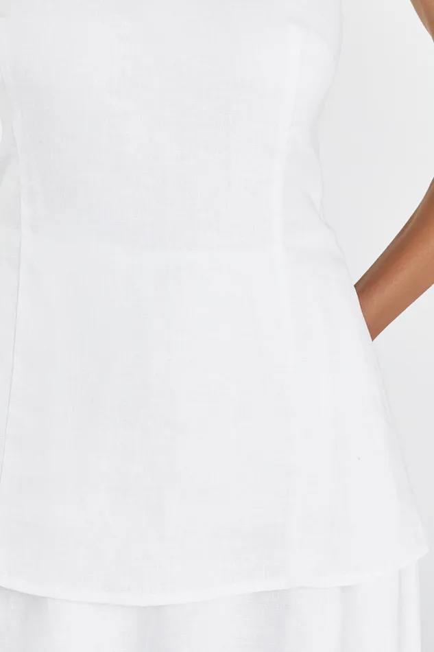 SASKIA WHITE LINEN STRAPLESS DRESS Women DISSH Event Dresses