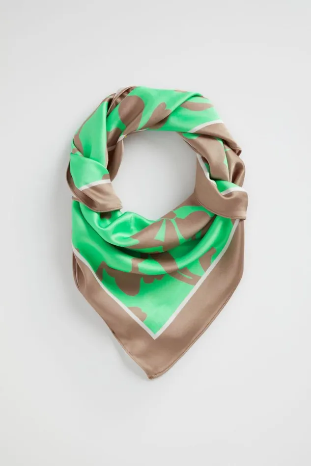 Scarves and Kaftans Woman Seed Heritage Print Square Scarf Key Lime Floral