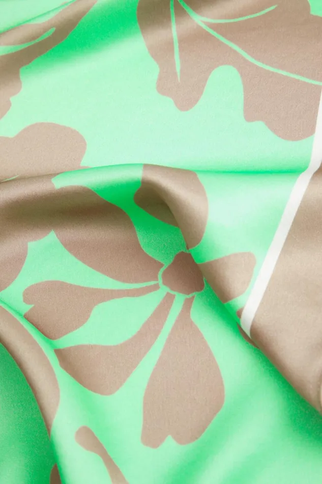 Scarves and Kaftans Woman Seed Heritage Print Square Scarf Key Lime Floral