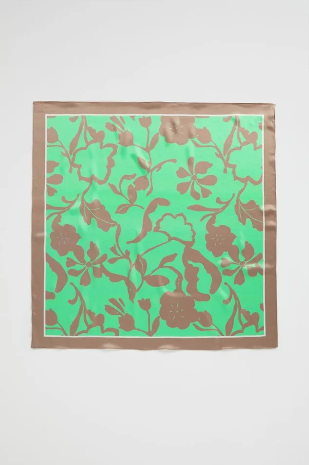 Scarves and Kaftans Woman Seed Heritage Print Square Scarf Key Lime Floral