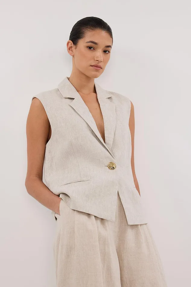 SELAH NATURAL SLEEVELESS LINEN VEST Women DISSH Vests