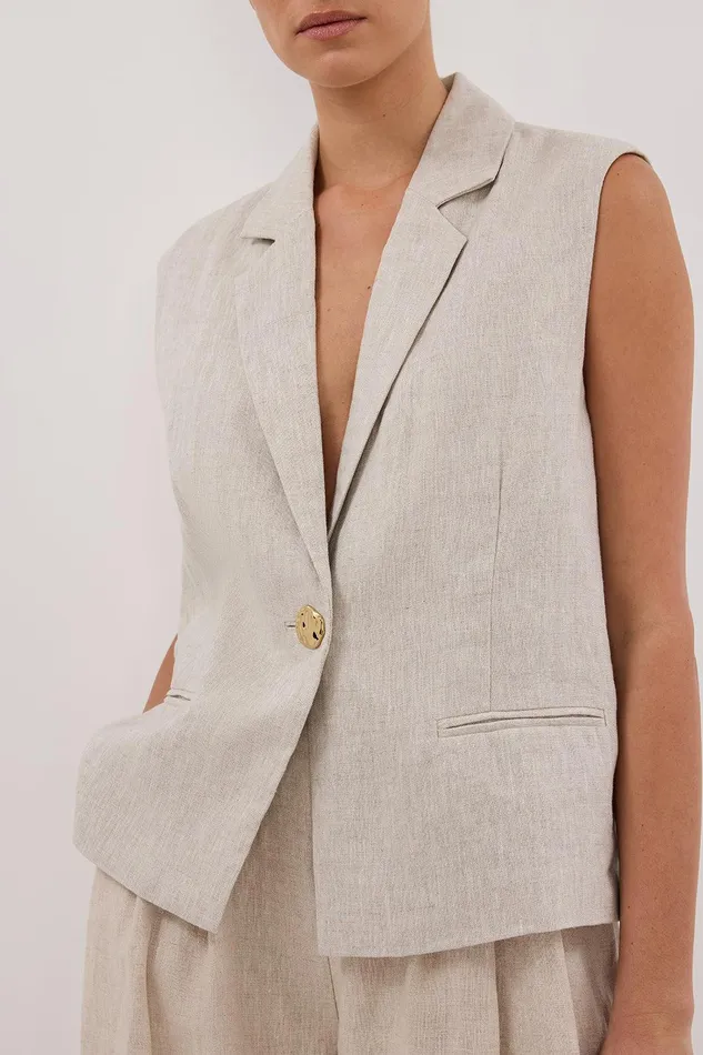 SELAH NATURAL SLEEVELESS LINEN VEST Women DISSH Vests