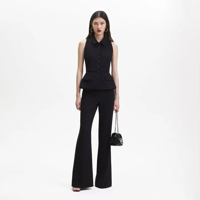 Self Portrait Bottoms Black Tailored Jumpsuit 8211 Women