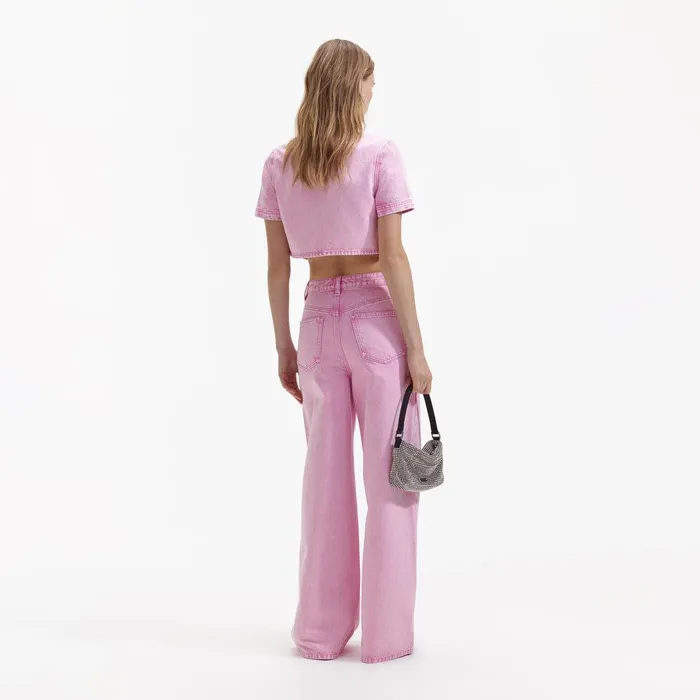 Self Portrait Denim Pink Embellished Denim Top 8211 Women