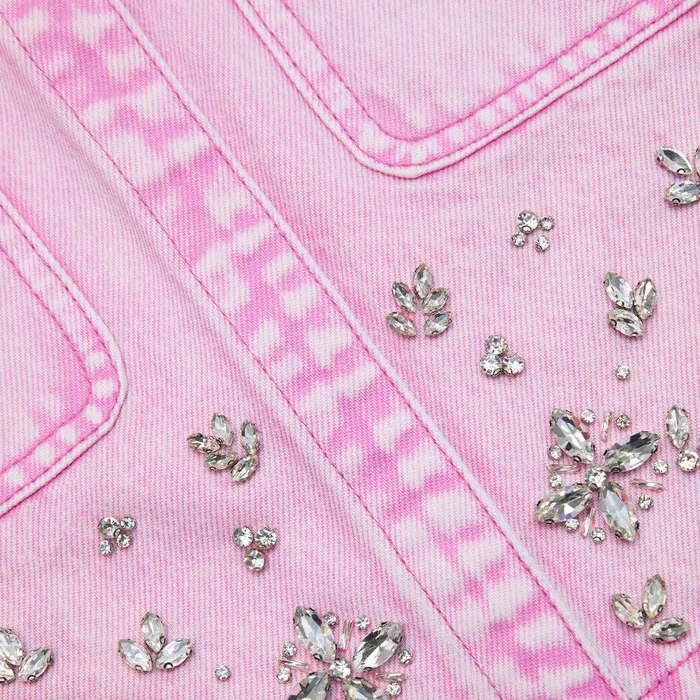 Self Portrait Denim Pink Embellished Denim Top 8211 Women