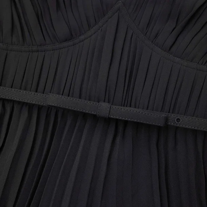 Self Portrait Dresses Black Chiffon Tier Midi Dress 8211 Women