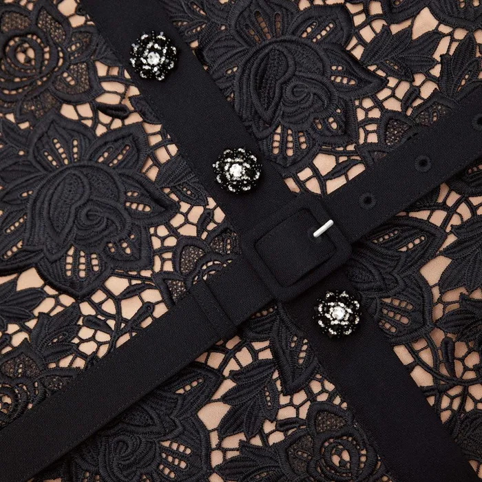 Self Portrait Dresses Black Lace Open Neck Mini Dress 8211 Women