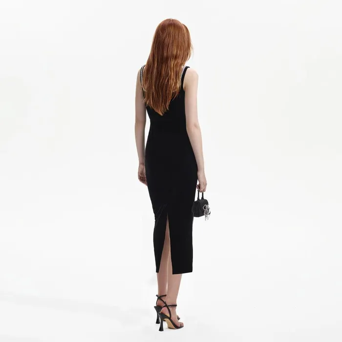Self Portrait Dresses Black Velvet Midi Dress 8211 Women