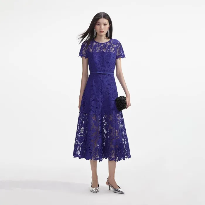 Self Portrait Dresses Cobalt Lace Midi Dress 8211 Women