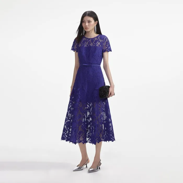 Self Portrait Dresses Cobalt Lace Midi Dress 8211 Women