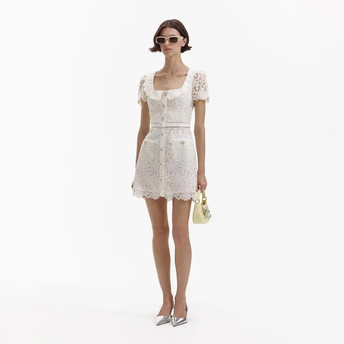 Self Portrait Dresses Cream Guipure Lace Button Mini Dress 8211 Women Self Portrait Dresses Cream Guipure Lace Button Mini Dress 8211 Women