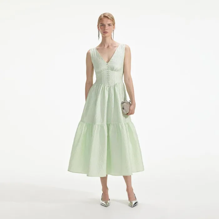 Self Portrait Dresses Mint Jacquard Midi Dress 8211 Women