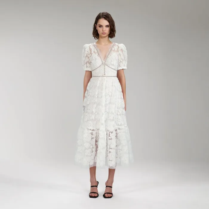 Self Portrait Dresses Ribbon Lace Midi Dress 8211 Women