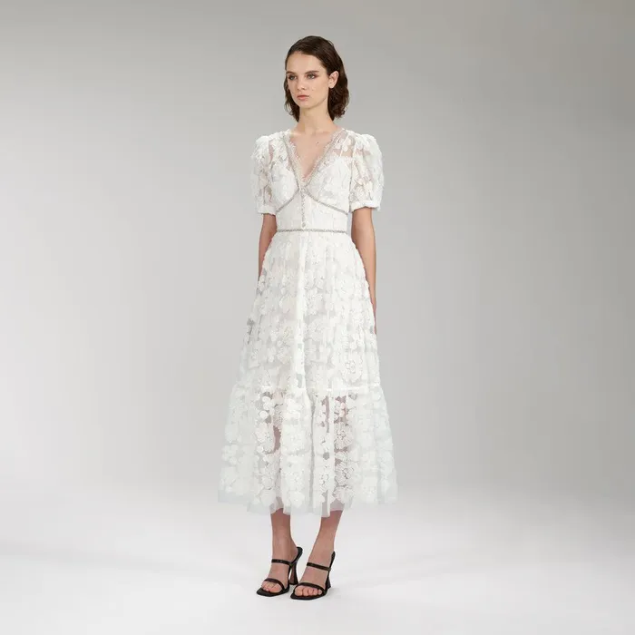 Self Portrait Dresses Ribbon Lace Midi Dress 8211 Women