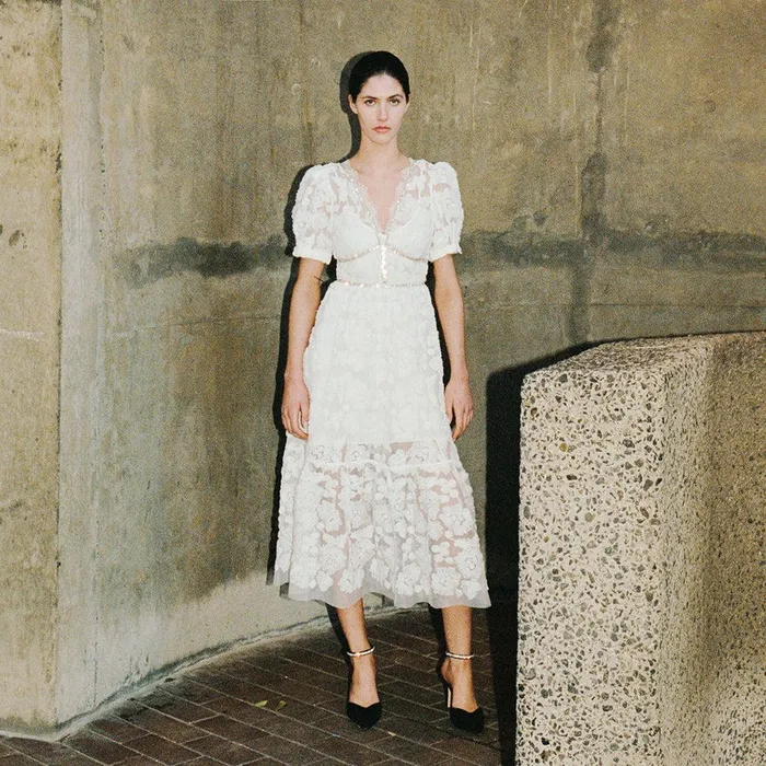 Self Portrait Dresses Ribbon Lace Midi Dress 8211 Women