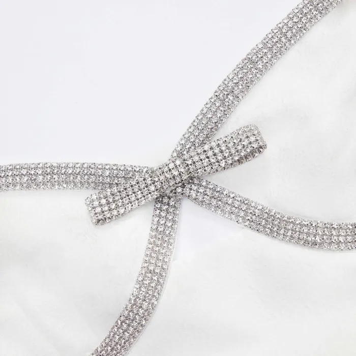 Self Portrait Dresses White Textured Diamante Mini Dress 8211 Women