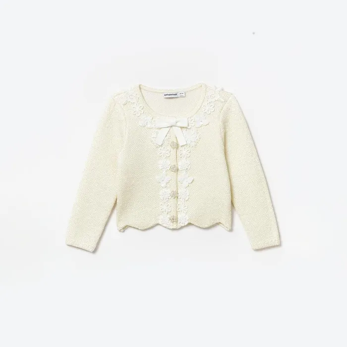Self Portrait Knitwear Cream Knit Cardigan 8211 Kids
