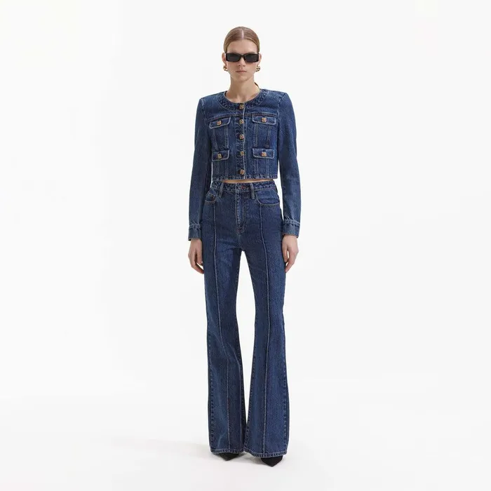 Self Portrait Outerwear Buttoned Denim Jacket 8211 Women