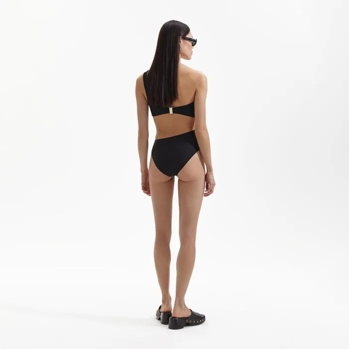Self Portrait Swim and Resort Black Asymmetric Swimsuit 8211 Women