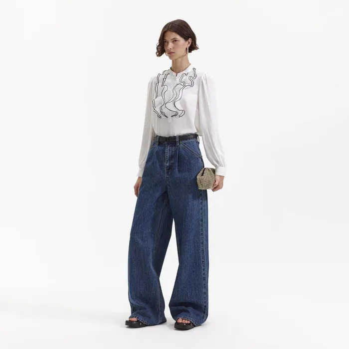 Self Portrait Tops White Viscose Blouse 8211 Women
