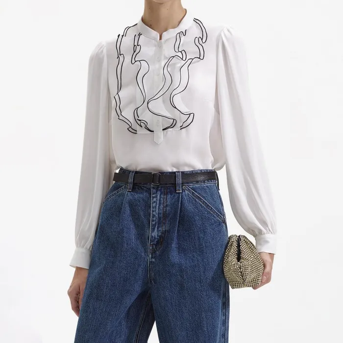 Self Portrait Tops White Viscose Blouse 8211 Women