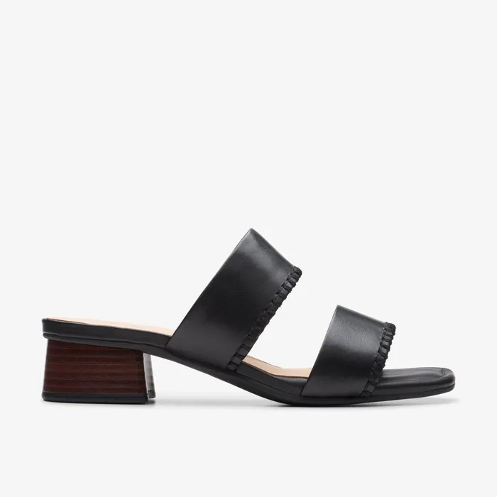 Serina 35 Mule Black Leather Women Clarks Sandals and Flip Flops