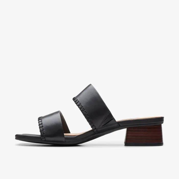 Serina 35 Mule Black Leather Women Clarks Sandals and Flip Flops